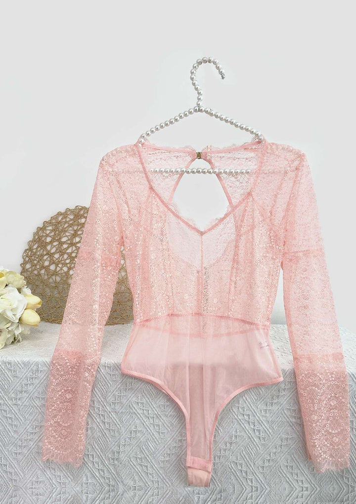 HSIA HSIA Lace Long Sleeve Teddy S / Pink