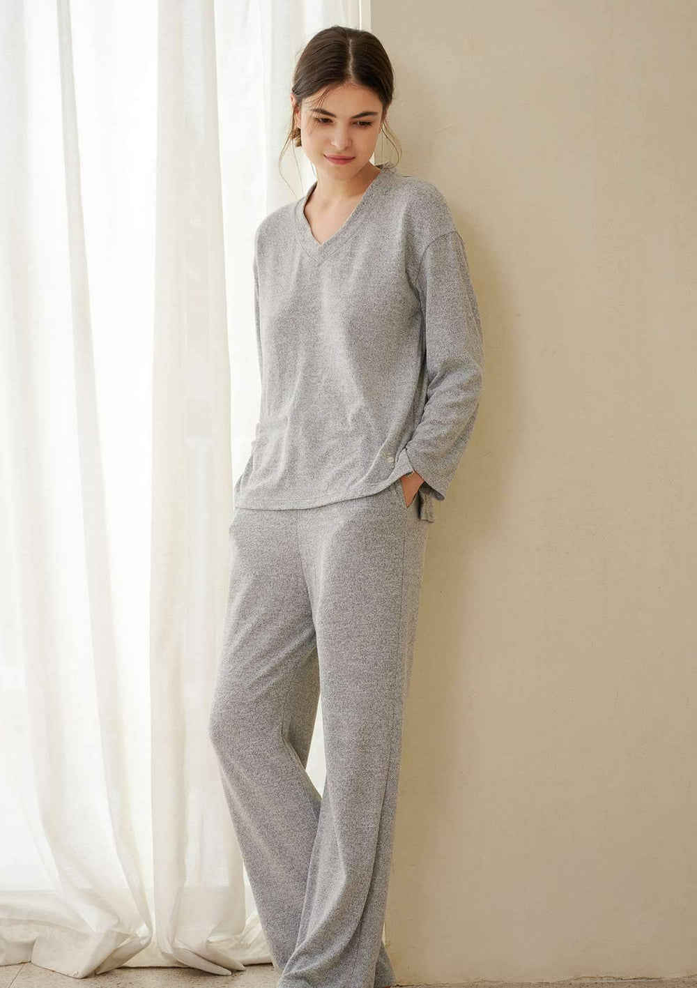 HSIA Knit Long Sleeve Pajama Set