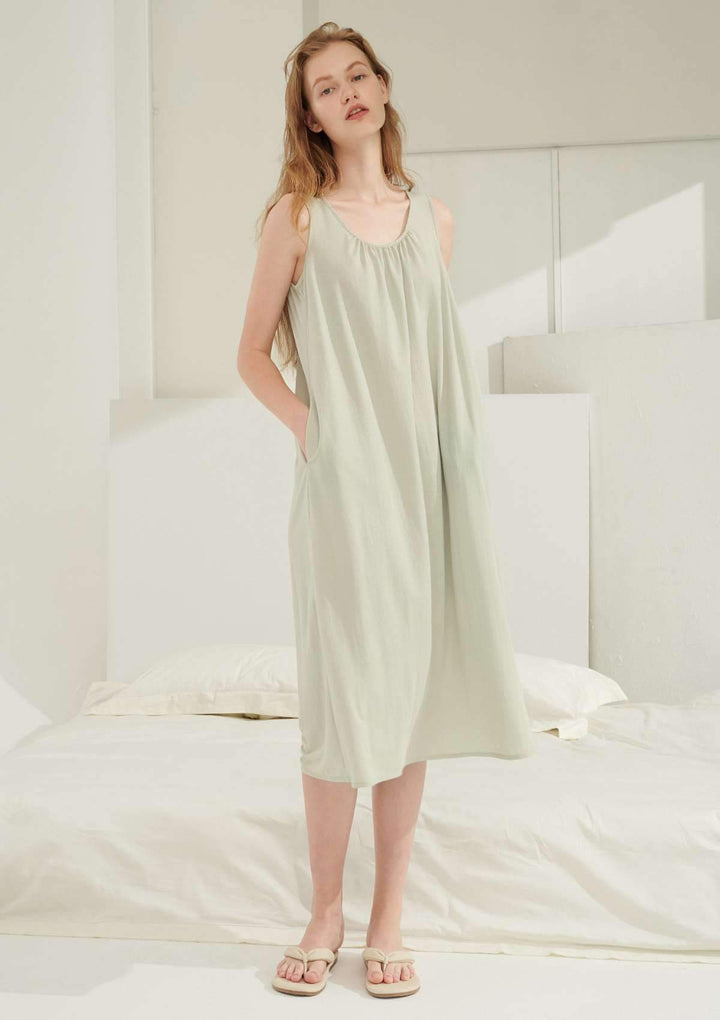 HSIA HSIA Deep U Sleeveless Sleepwear Dress S / Green