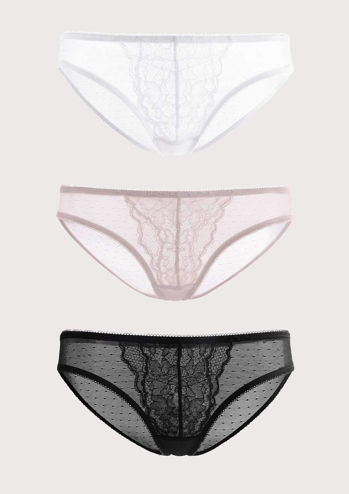 HSIA HSIA Petal Vine Lace Panties 3 Pack S / Black+White+Dark Pink