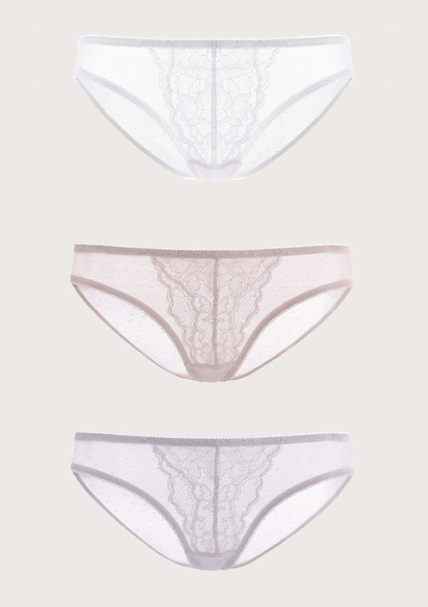 HSIA HSIA Petal Vine Lace Panties 3 Pack S / White+Dark pink+Light Gray