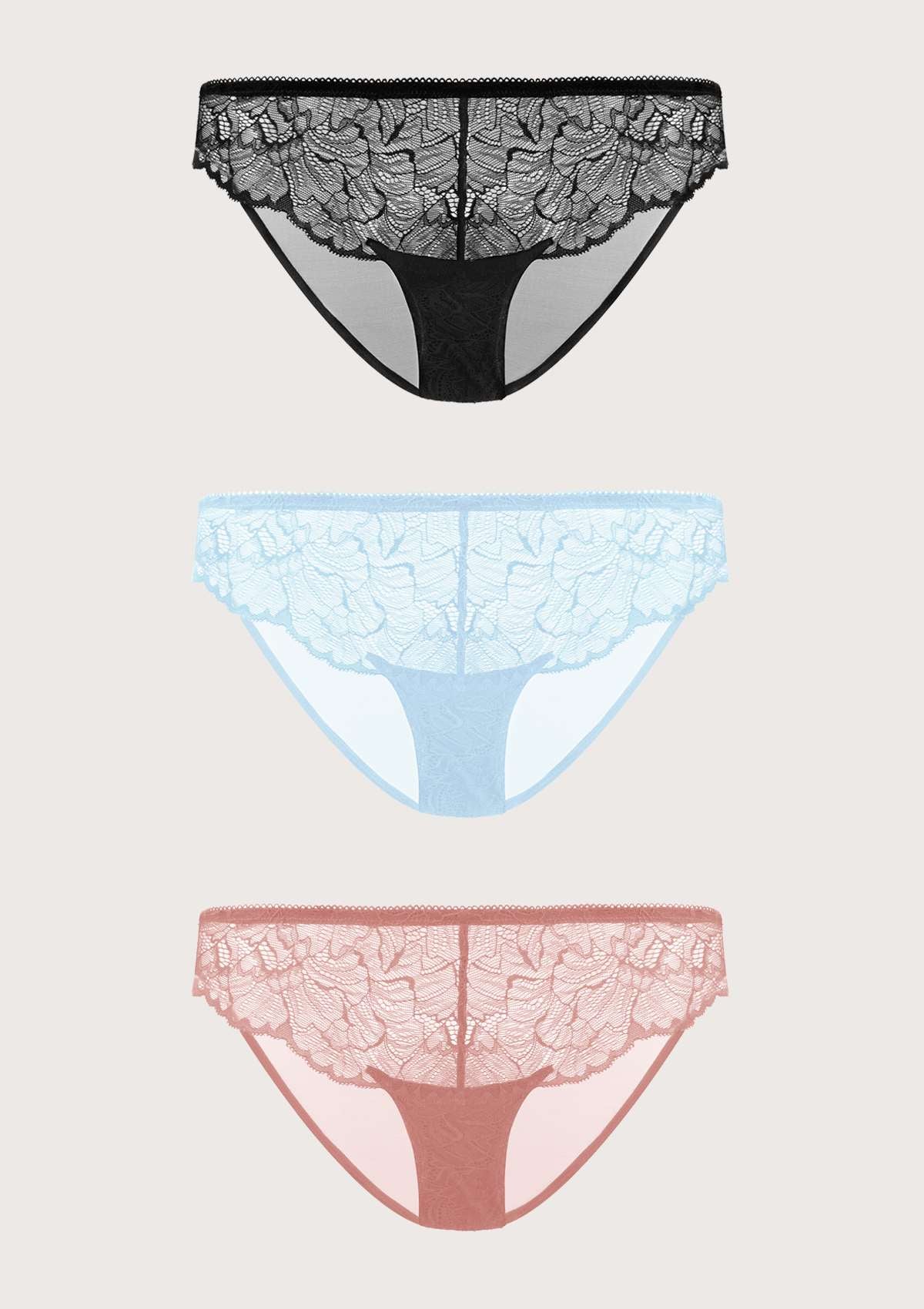 HSIA Blossom Lace Bikini Underwears 3 Pack - HSIA