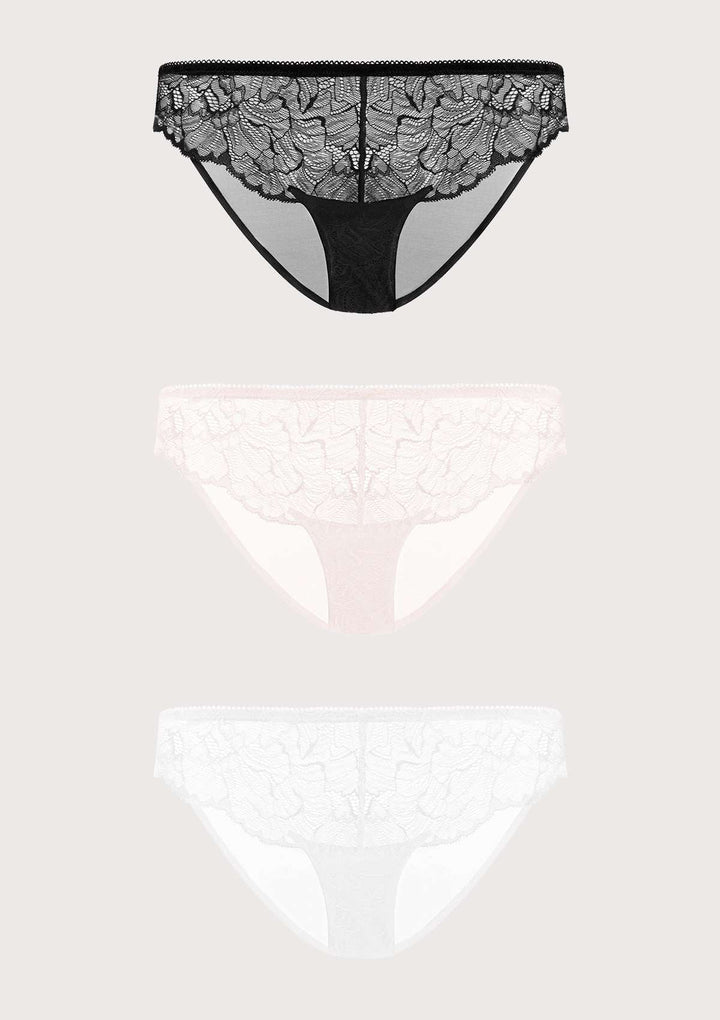 HSIA HSIA Blossom Lace Hipster Underwears 3 Pack M / Black+White+Dusty Peach