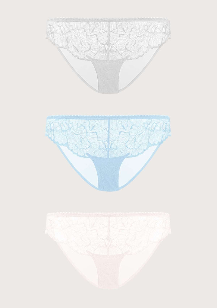 HSIA HSIA Blossom Lace Hipster Underwears 3 Pack S / Light Gray+Storm Blue+Dusty Peach