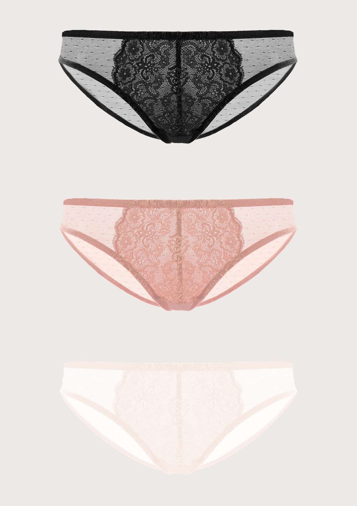 HSIA Front Floral Lace Bikini Underwear 3 Pack - HSIA