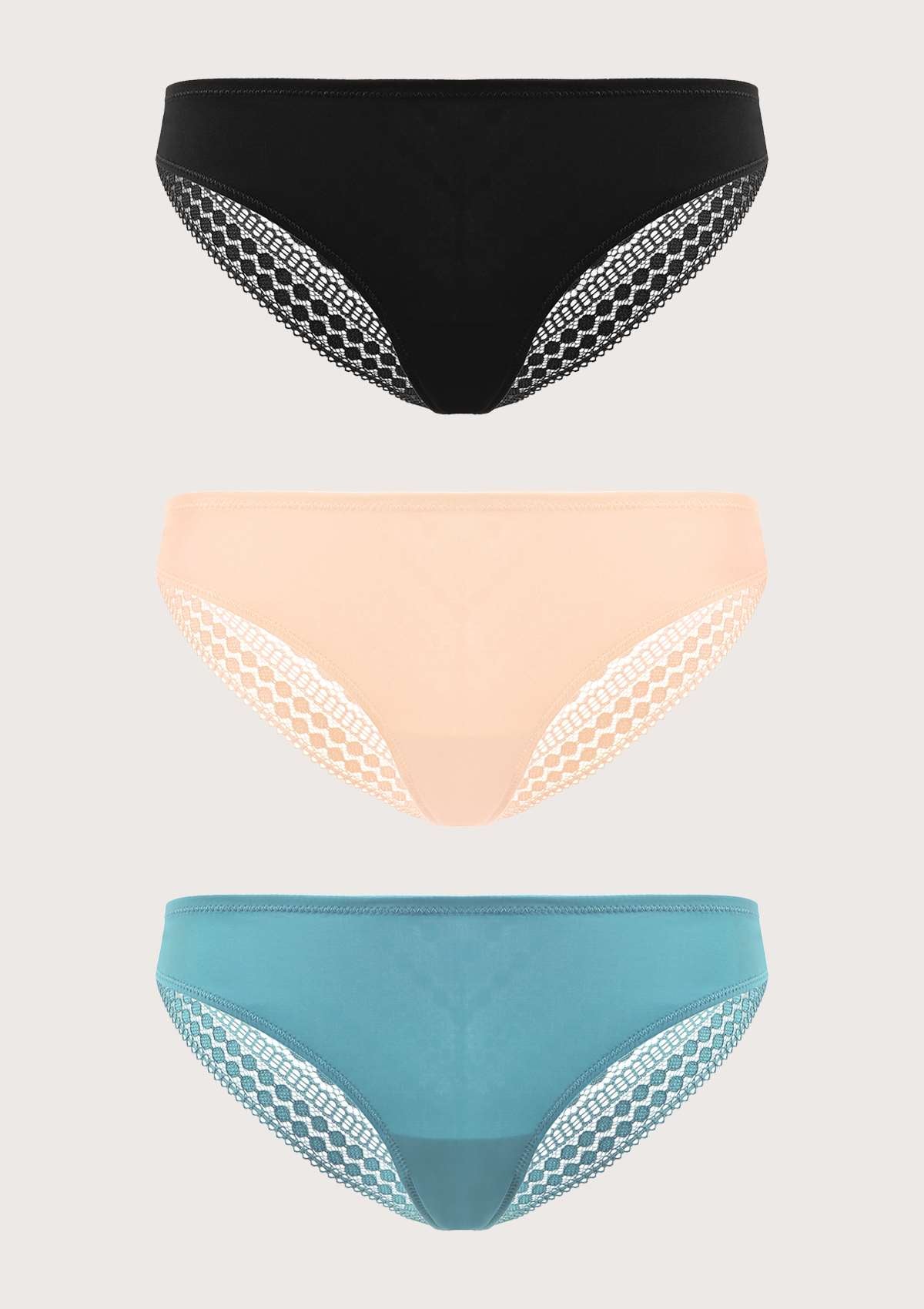 HSIA Polka Dot Super Soft Lace Back Cheeky Panties 3 Pack - HSIA