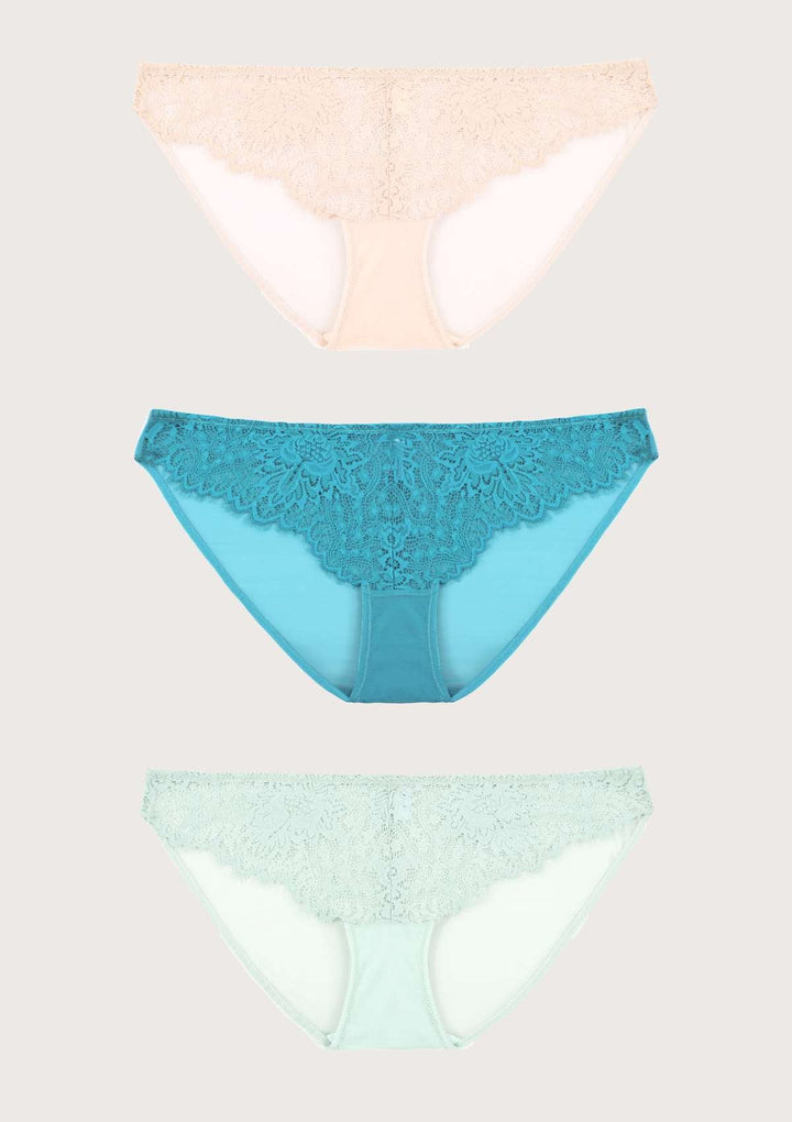 HSIA HSIA Sunflower Exquisite Sexy Lace Panties 3 Pack S / Pink+Horizon Blue+Crystal Blue
