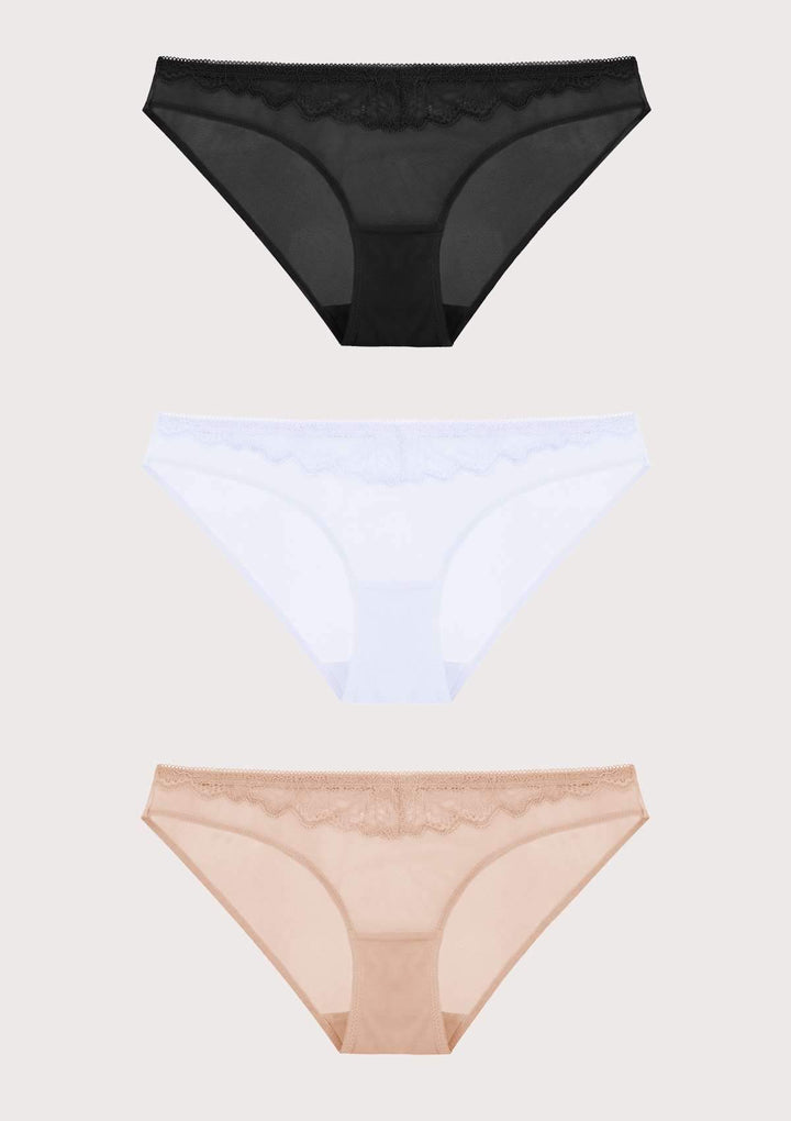 HSIA HSIA Vine Lace Comfort Bikini 3 Pack S / Black+White+Pink