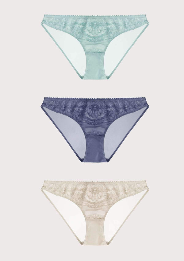 HSIA Retro Rose-patterned Lace Bikini Underwear 3 Pack