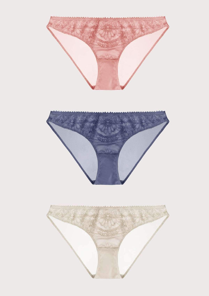 HSIA HSIA Sexy Breathable Bikini Panties 3 Pack S / Pink+Blue+Linen