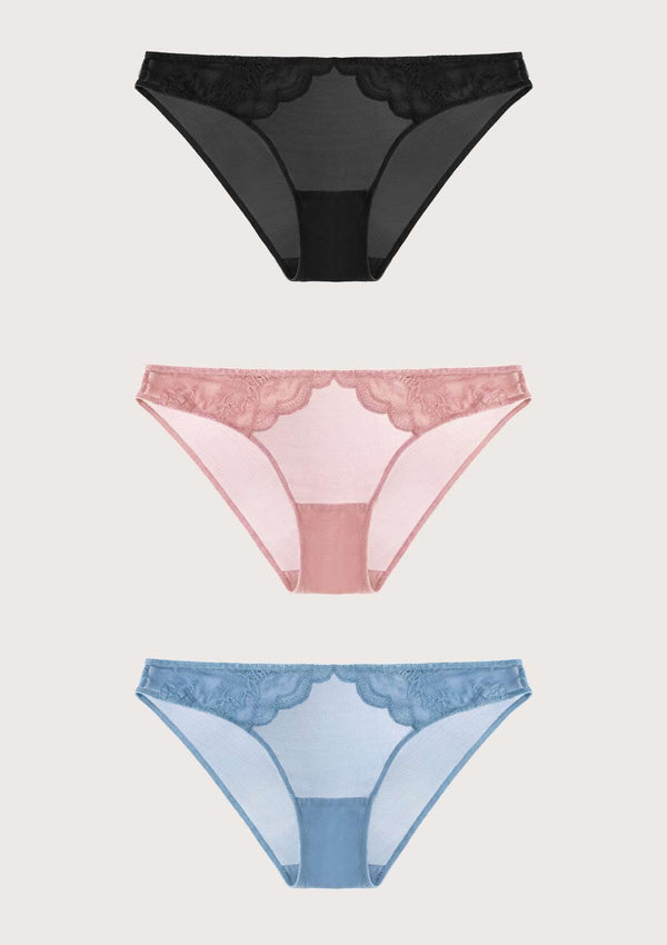 HSIA HSIA Sexy Lace Bikini Underwears 3 Pack S / Black+Pink+Blue