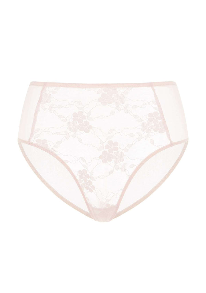 HSIA Spring Romance High-Rise Floral Lace Brief Underwear M / Dusty Peach