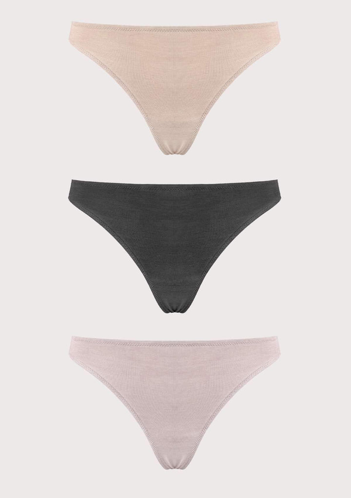 HSIA HSIA Comfort Cotton Thongs 3 Pack S / Beige+Black+Pink