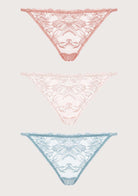 Pretty In Petals Breathable Sexy Lace String Thongs 3 Pack - HSIA