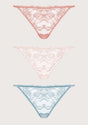 Pretty In Petals Breathable Sexy Lace String Thongs 3 Pack - HSIA