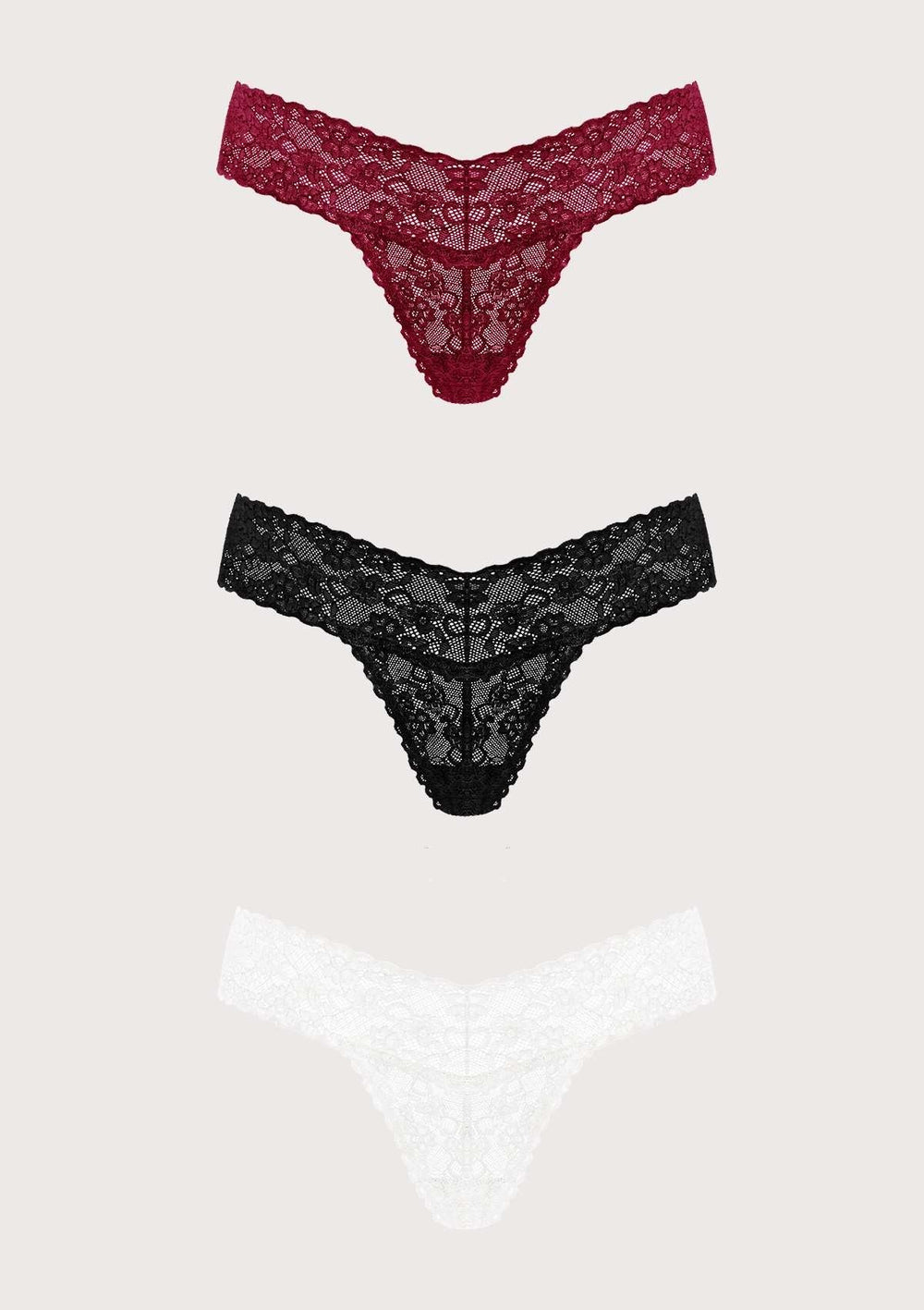 HSIA Soft Sexy Lace Cheeky Thong Underwear 3 Pack