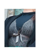 Deep V Lace Sheer Mesh Bodysuit Lingerie - HSIA