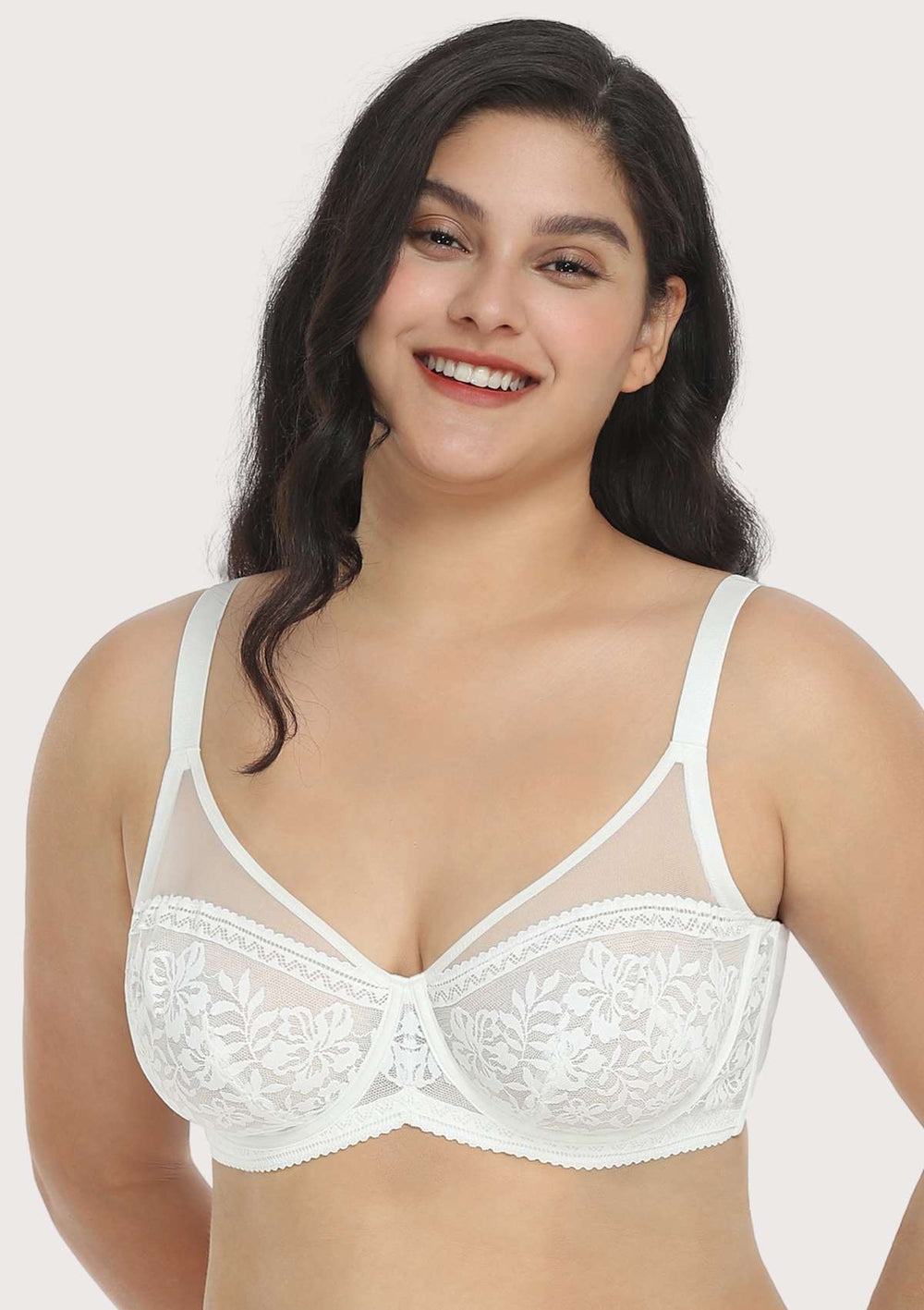 HSIA Gladioli Lace Mesh Minimizing Unlined Underwire Bra for Fuller Busts