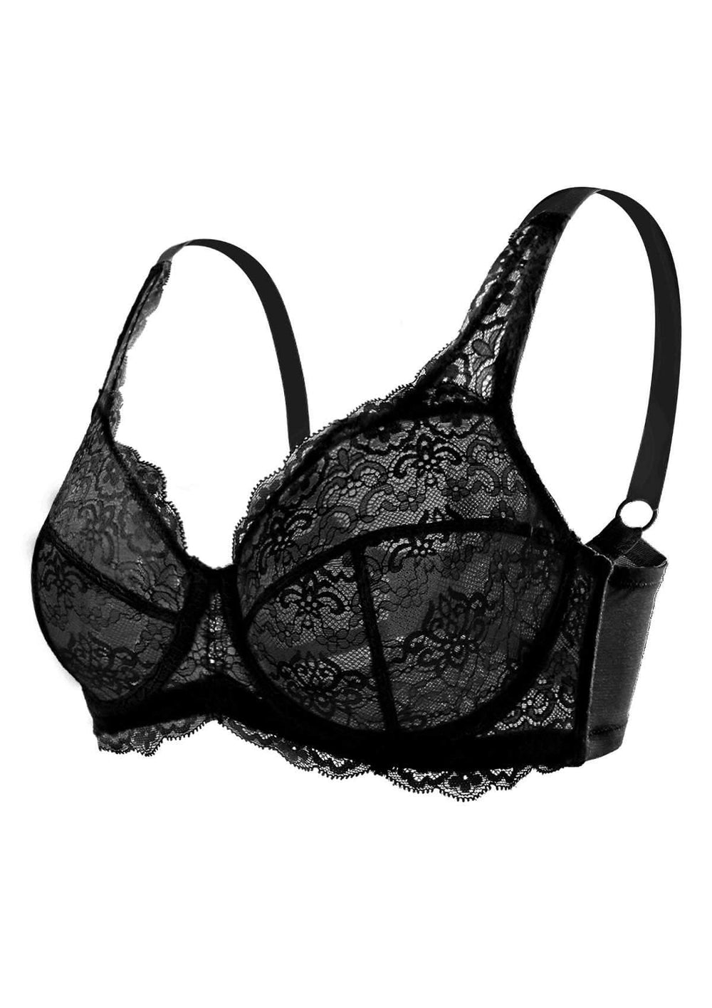 HSIA Black All-Over Floral Lace Bra
