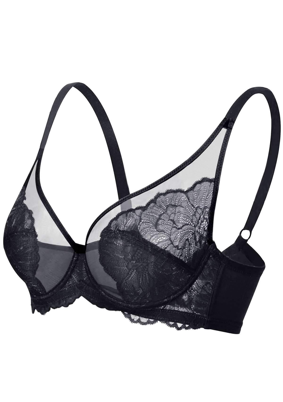 HSIA Blossom Black Unlined Lace Bra - HSIA