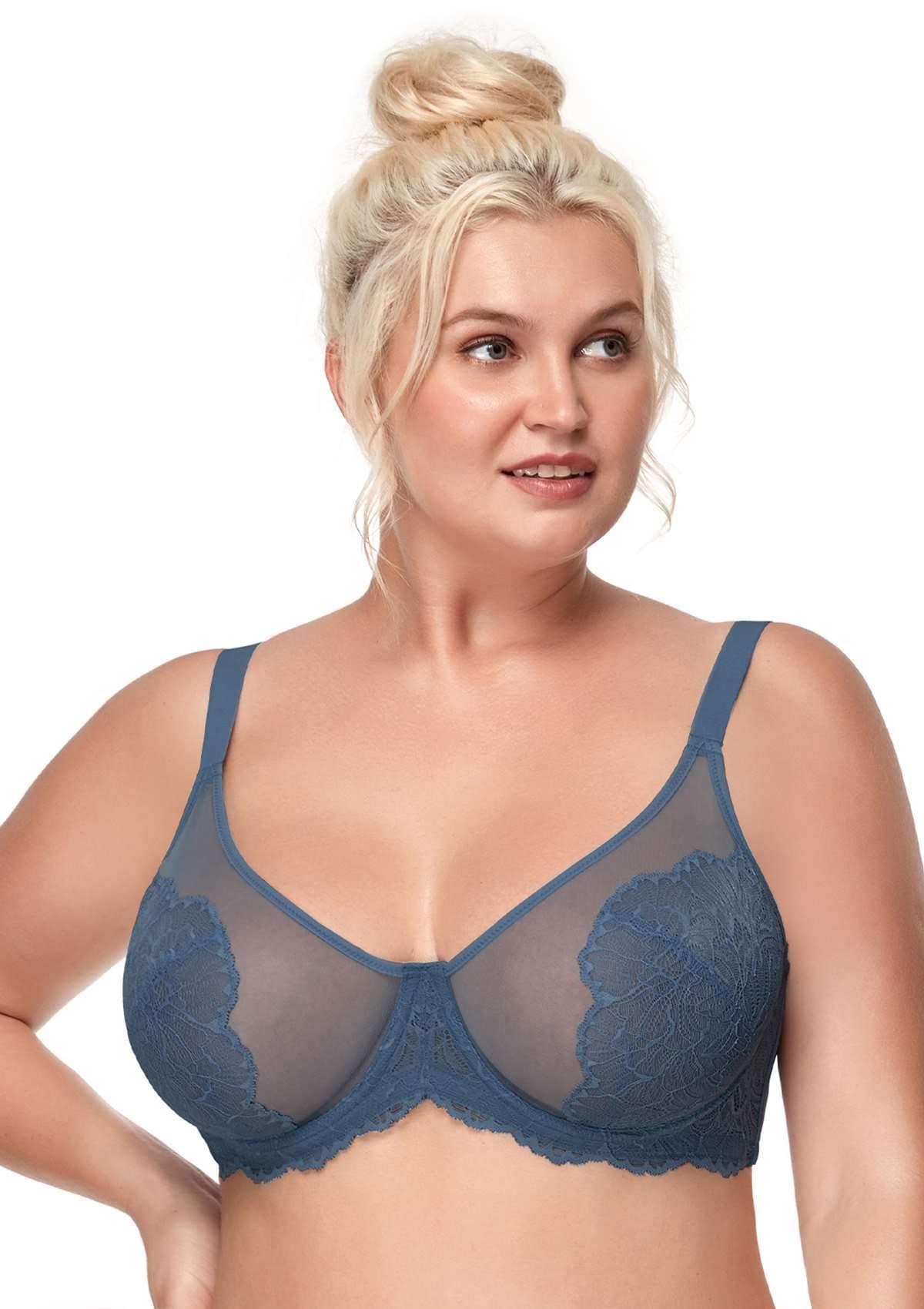 HSIA Blossom Dark Blue Unlined Lace Bra - HSIA