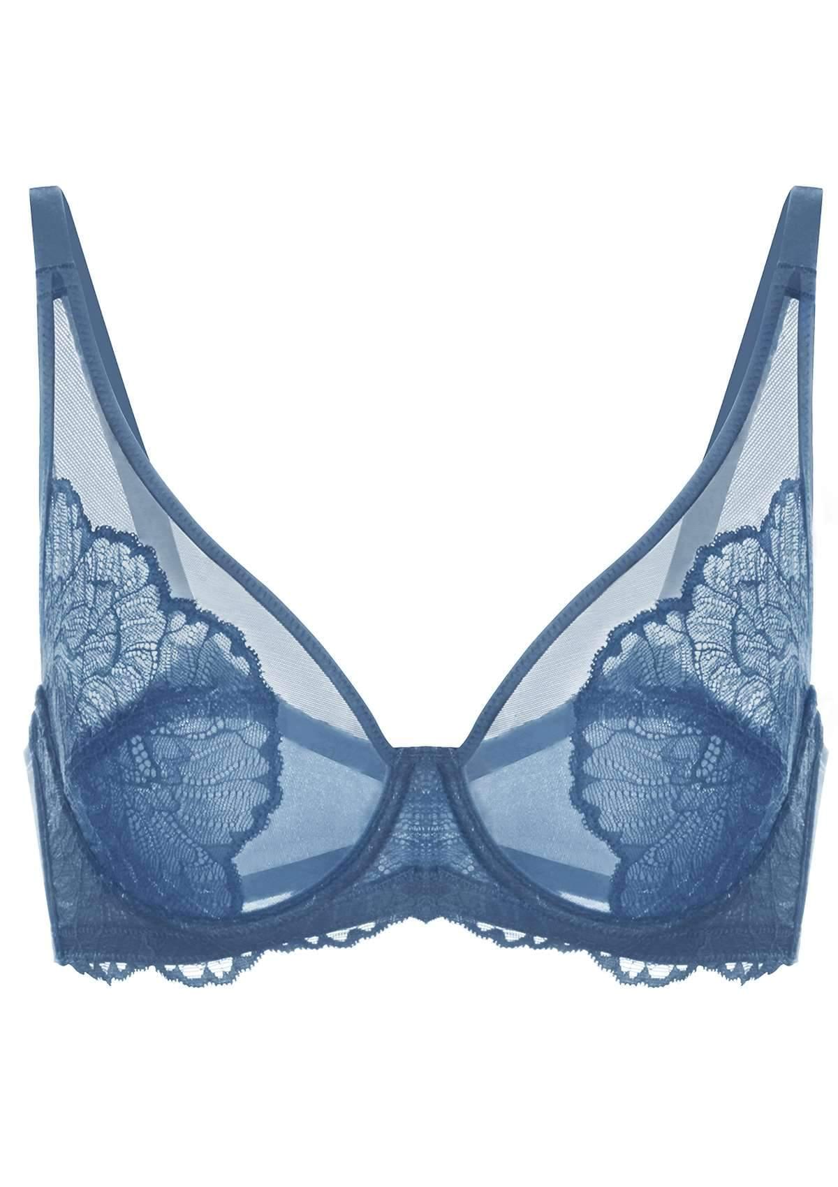 HSIA Blossom Dark Blue Unlined Lace Bra - HSIA