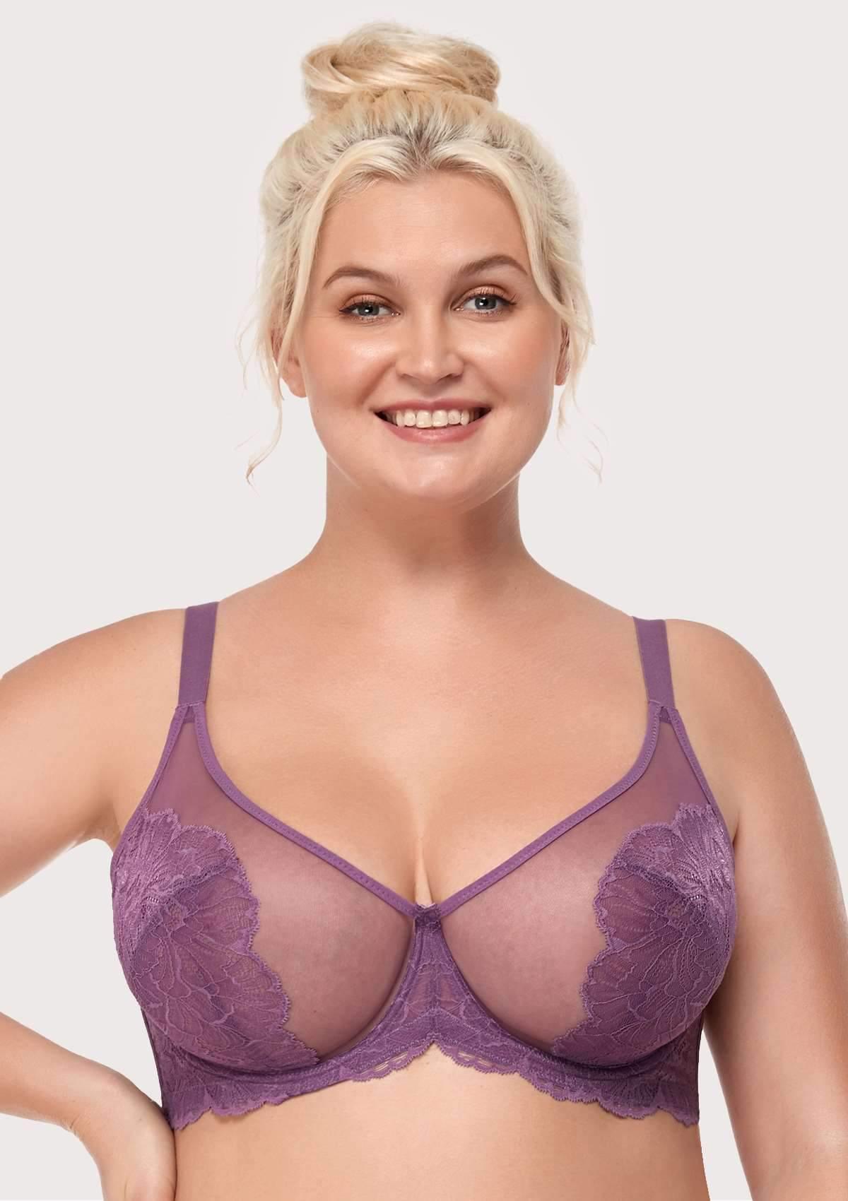 HSIA Blossom Purple Unlined Lace Bra - HSIA