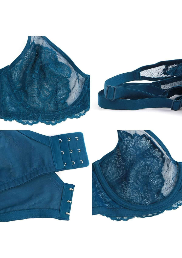 HSIA HSIA Blossom Unlined Biscay Blue Lace Bra Set