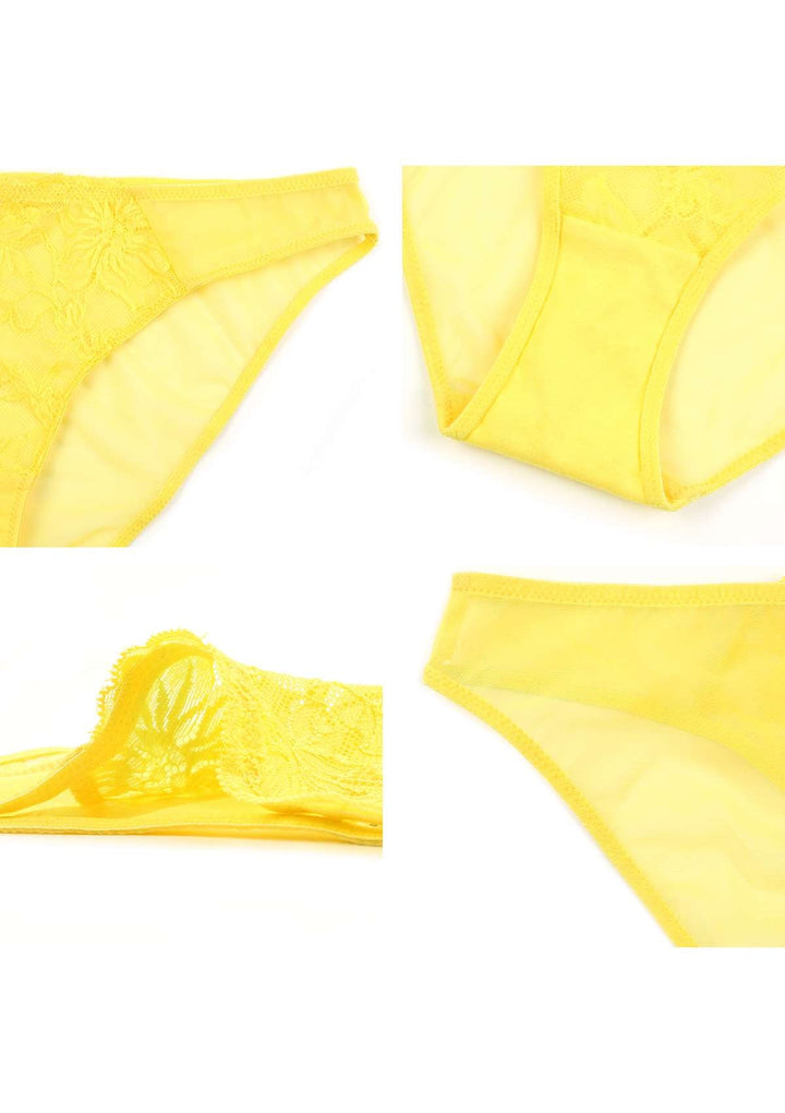 HSIA HSIA Breathable Sexy Lace Bright Yellow Bikini Underwear
