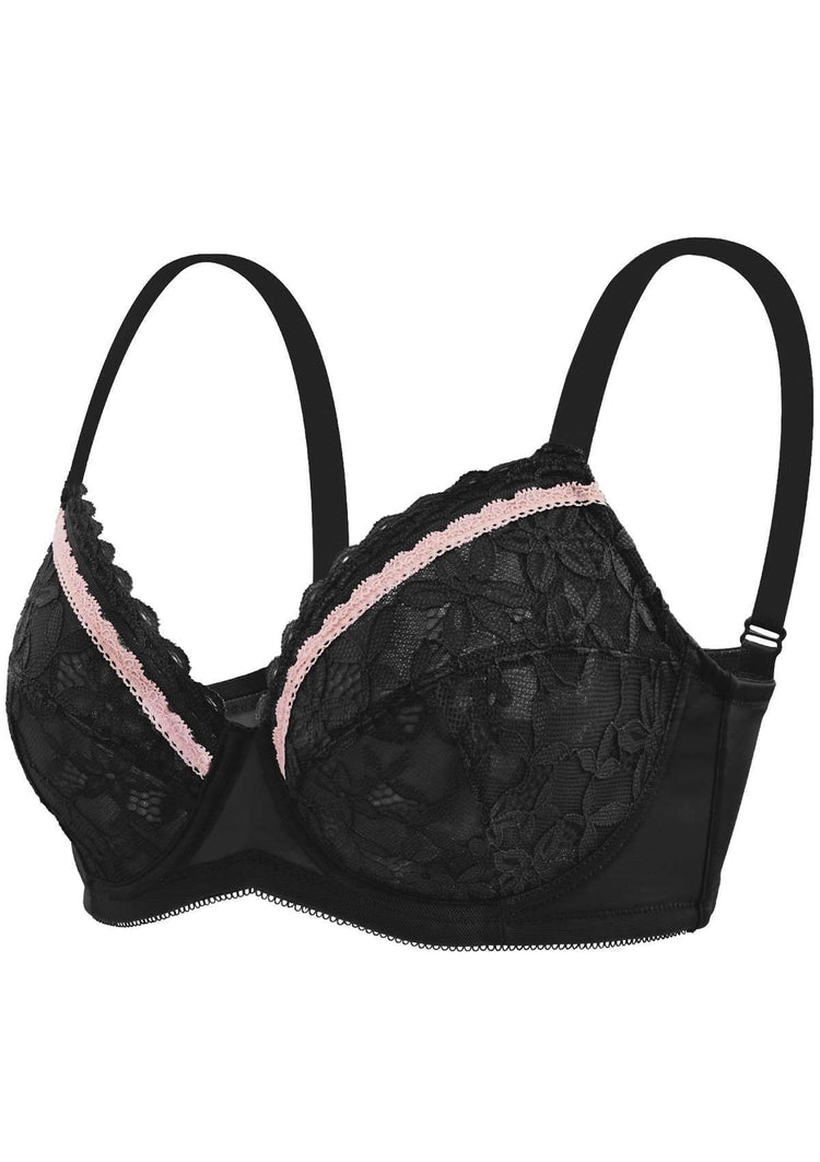 Contrast Color Lace Unlined Underwire Bra | HSIA