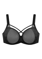 Billie Cross Front Strap Smooth Sheer Mesh Underwire Bra - HSIA