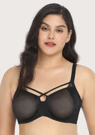 Billie Cross Front Strap Smooth Sheer Mesh Underwire Bra - HSIA
