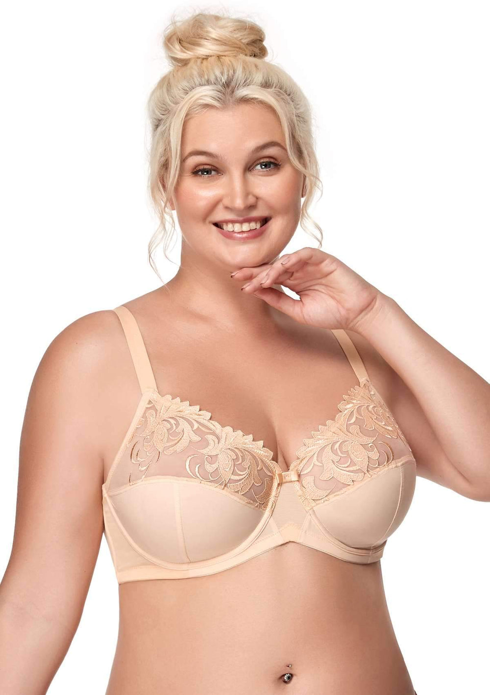 HSIA Embroidered Sexy Lace Bra: Unpadded Bra for Plus Size Women