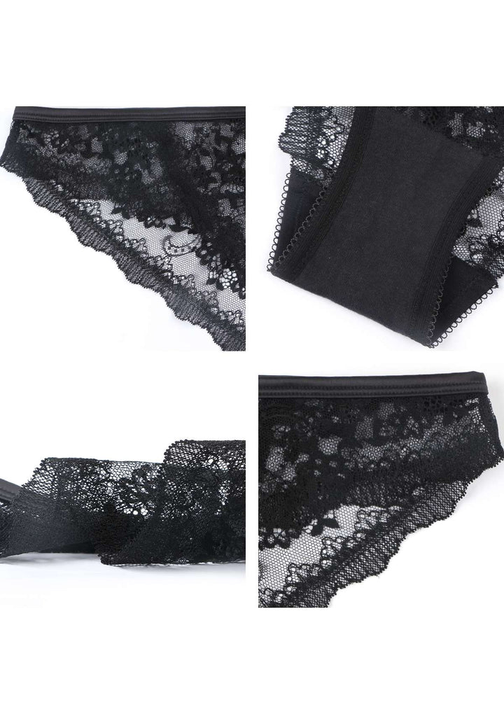 HSIA HSIA Floral Bridal Lace Back Black Cheeky Underwear