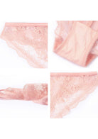 HSIA Floral Bridal Lace Back Pink Bikini Underwear - HSIA