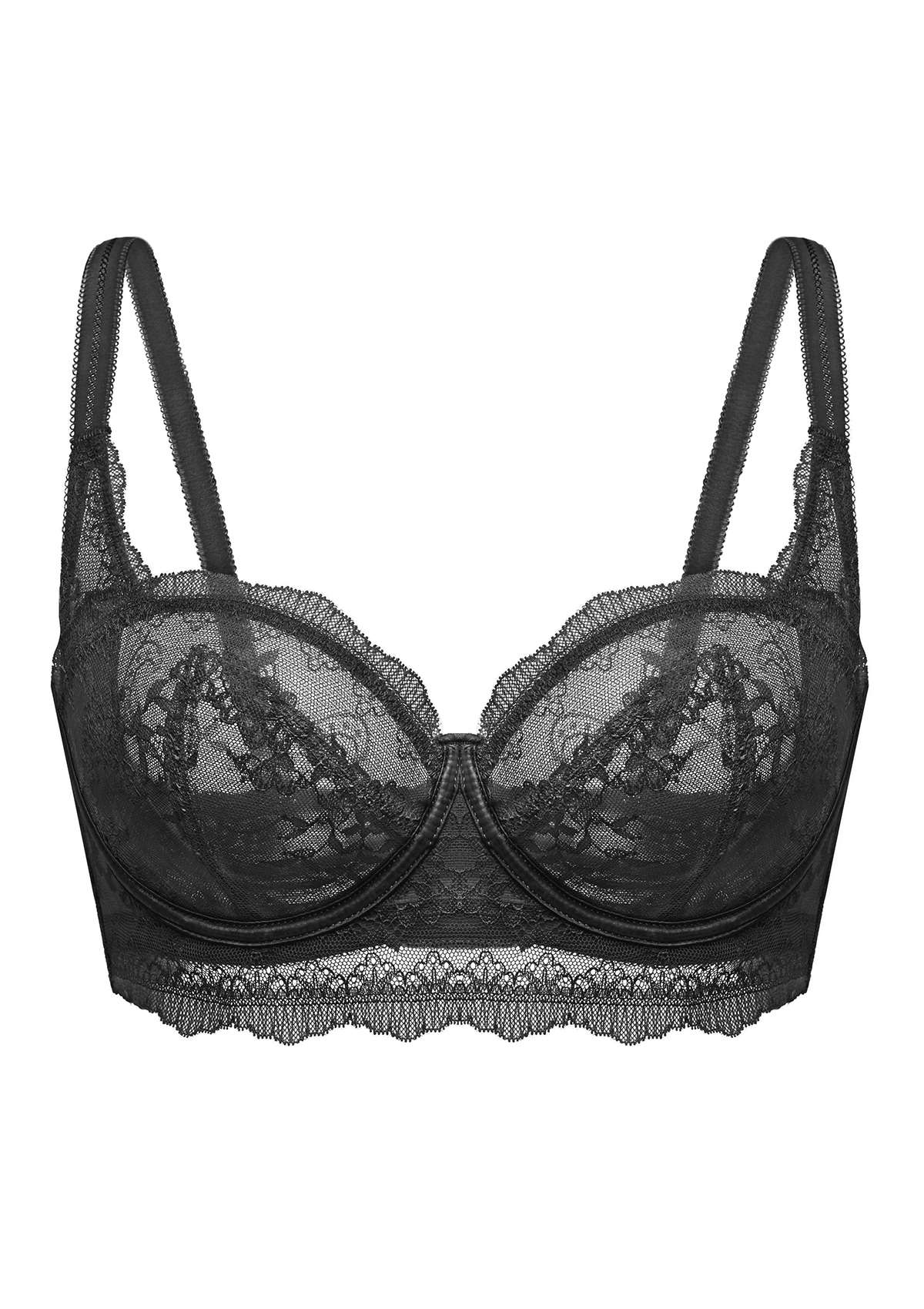 HSIA Floral Lace Unlined Bridal Black Balconette Bra Set - HSIA