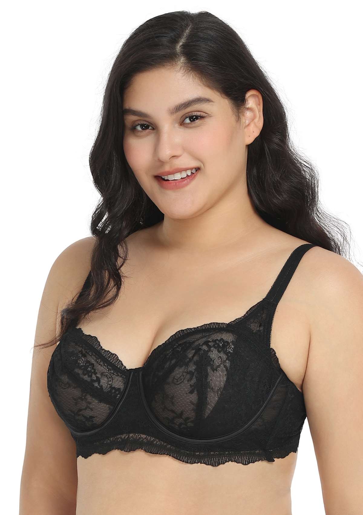 HSIA Floral Lace Unlined Bridal Black Balconette Bra Set - HSIA