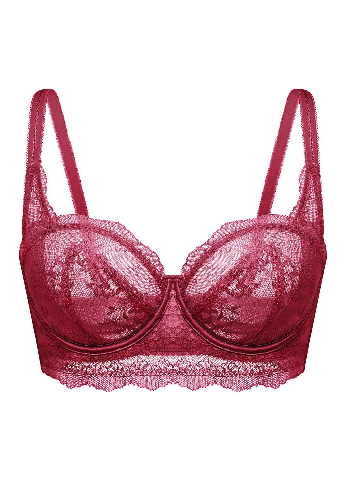 HSIA Floral Lace Unlined Bridal Burgundy Balconette Bra Set - HSIA