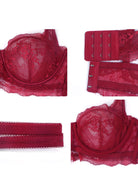 HSIA Floral Lace Unlined Bridal Burgundy Balconette Bra Set - HSIA