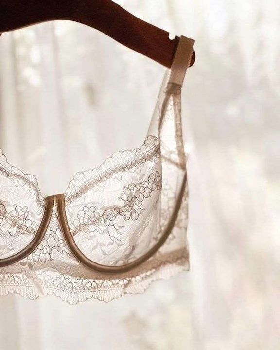 Lace Balconette Bra Set with Floral Detail - Understated Glamour