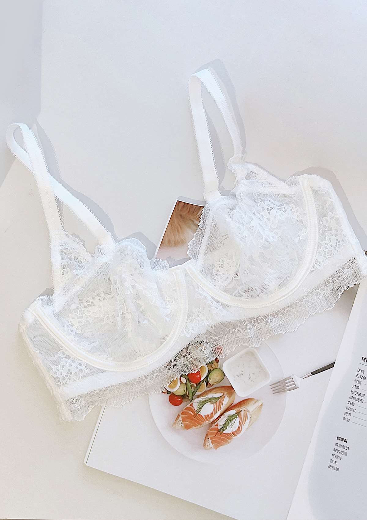 HSIA Floral Lace Unlined Bridal White Balconette Bra Set - HSIA