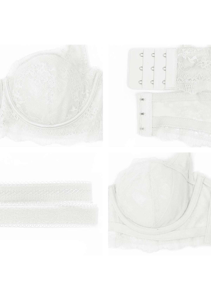 HSIA HSIA Floral Lace Unlined Bridal White Balconette Bra Set