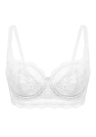 HSIA Floral Lace Unlined Bridal White Balconette Bra Set - HSIA