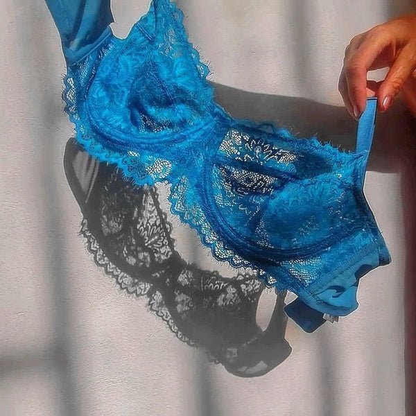 HSIA Horizon Blue Sunflower Underwire Lace Bra - HSIA