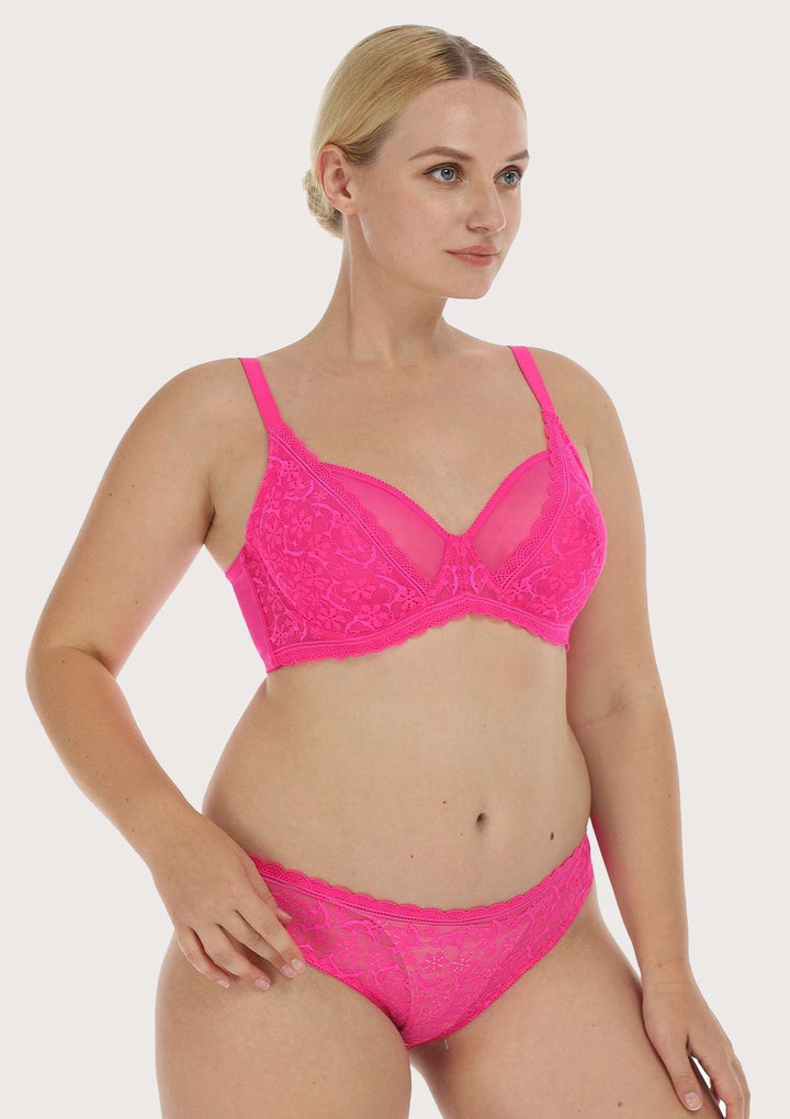 ANEMONE PRINT Bra no. 5 - push-up for a rounded shape PINK