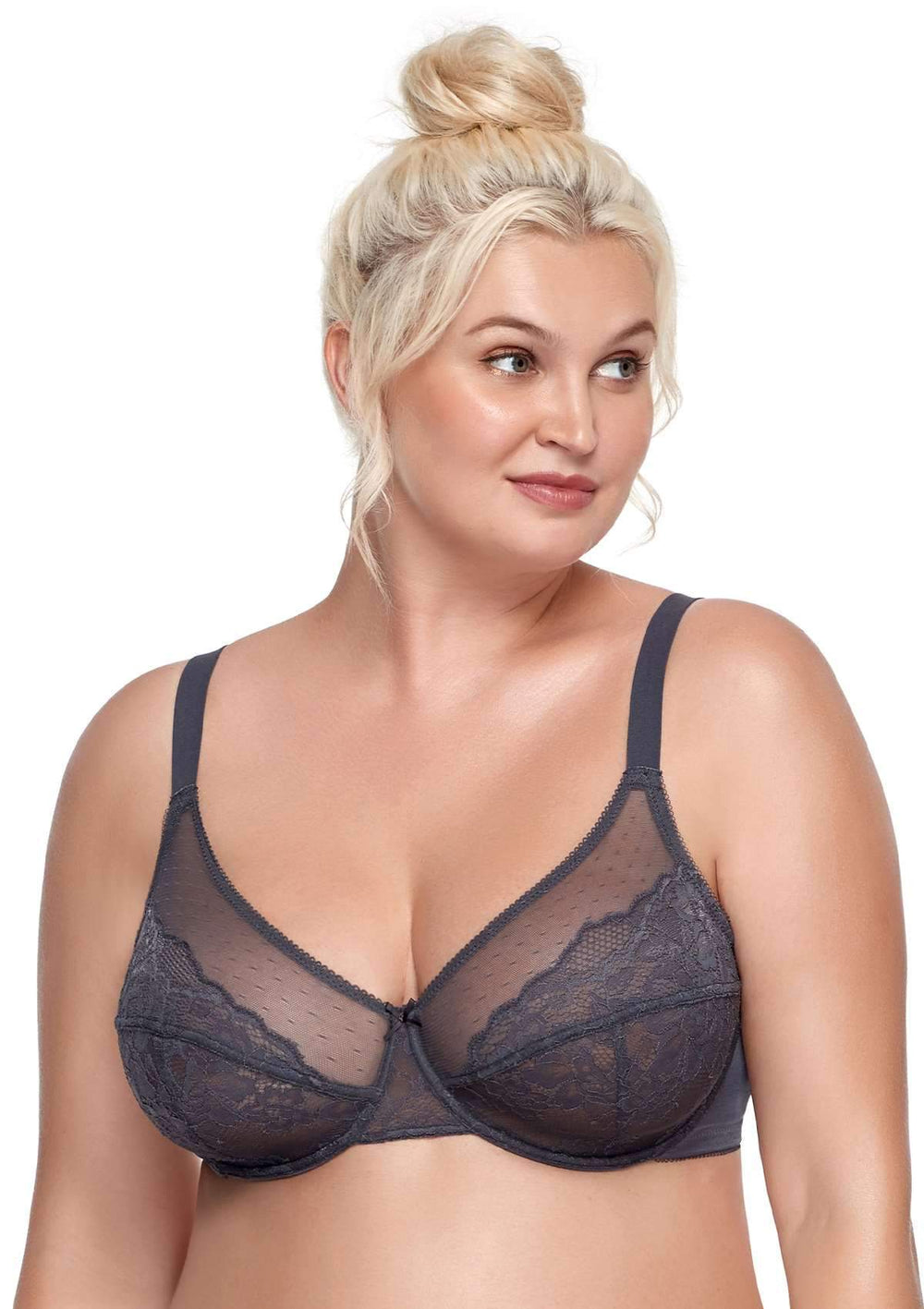Womens Plus Size Full Coverage Underwire Unlined Minimizer Lace Bra  Heliotrope 38G