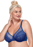 (Cardi B recommends)Enchante Lace Blue Unlined Underwire Bra - HSIA