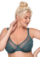 (Cardi B recommends)HSIA Enchante Lace Soft Mesh Blue Unlined Underwire Bra - HSIA