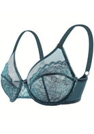 (Cardi B recommends)HSIA Enchante Lace Soft Mesh Blue Unlined Underwire Bra - HSIA