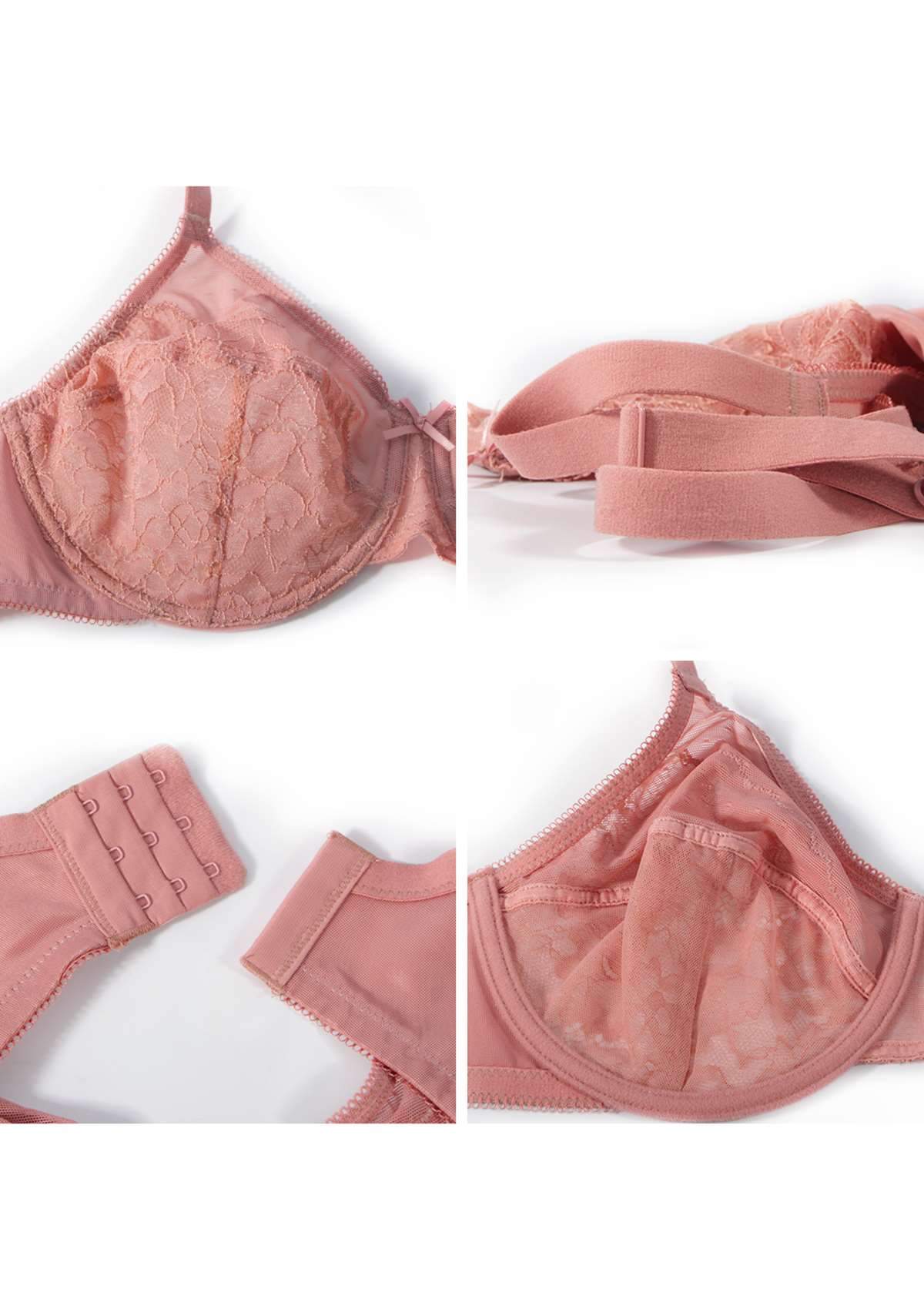 (Cardi B recommends)Enchante Light Coral Lace Underwire Bra - HSIA